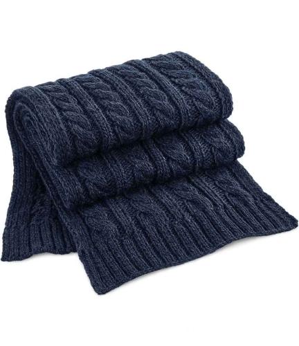 Beechfield Cable Knit Melange Scarf - NAV - ONE